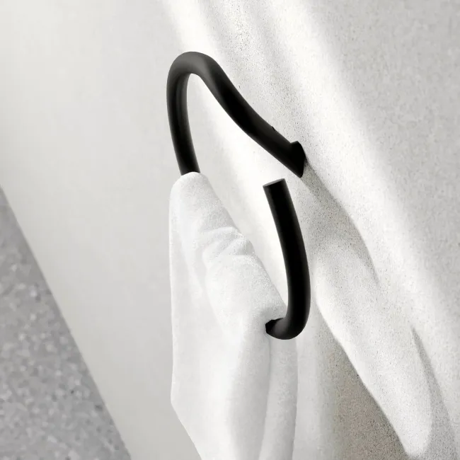 Freya Matt Black Towel Ring