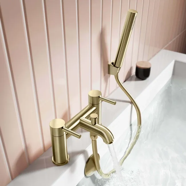 Trent Brushed Brass Basin & Shower Bath Mixer Tap Set