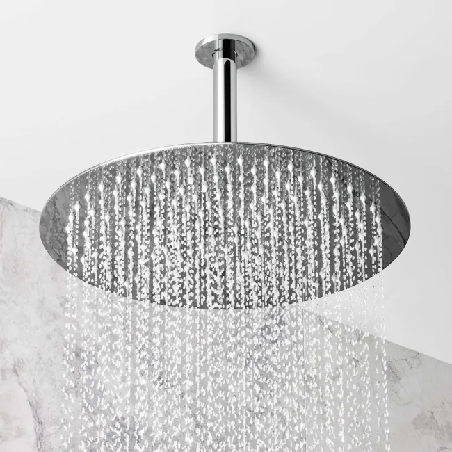 Ballina Premium Ceiling Chrome Round Thermostatic Set - 300mm Head, Hand Shower & Jets