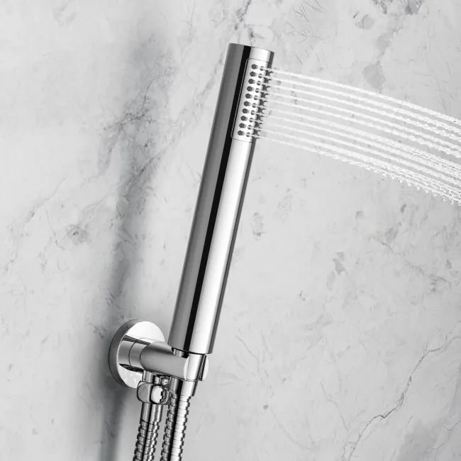 Ballina Premium Ceiling Chrome Round Thermostatic Set - 400mm Head, Hand Shower & Jets