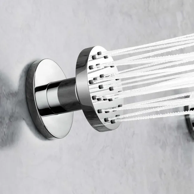 Ballina Premium Ceiling Chrome Round Thermostatic Set - 400mm Head, Hand Shower & Jets