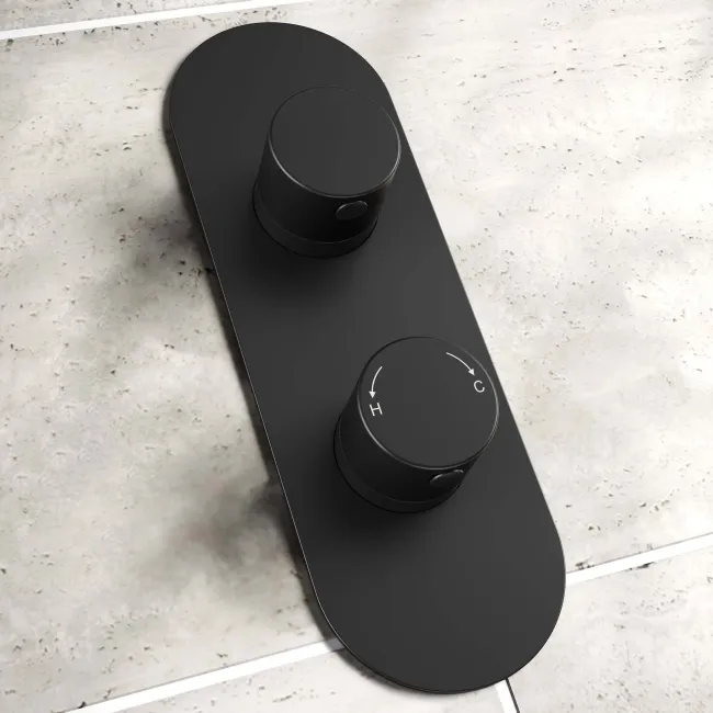 Ballina Premium Matt Black Round Thermostatic Shower Set - 300mm Head