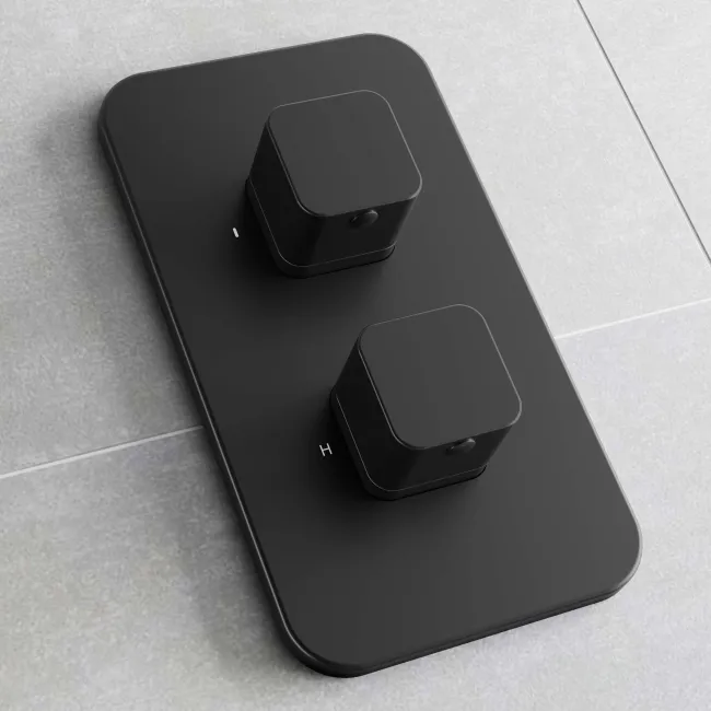 Galway Premium Ceiling Matt Black Square Thermostatic Shower Set - 300mm Head & Hand Shower