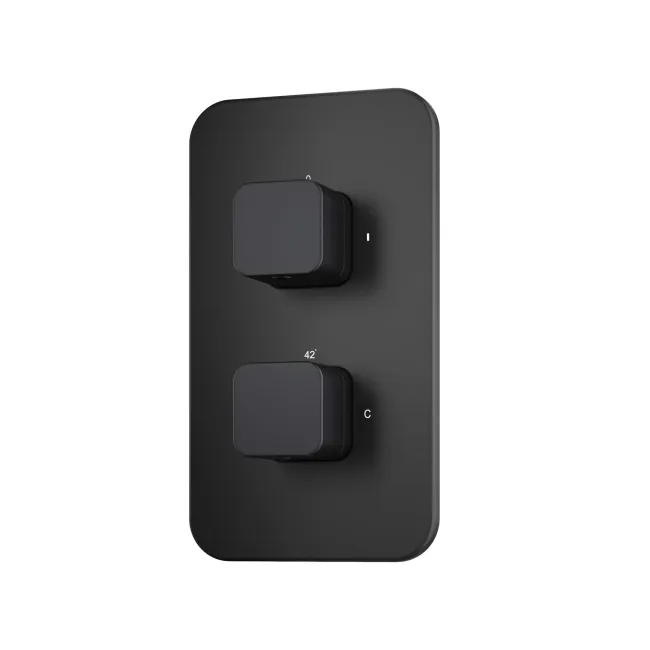 Galway Premium Ceiling Matt Black Square Thermostatic Shower Set - 300mm Head & Hand Shower