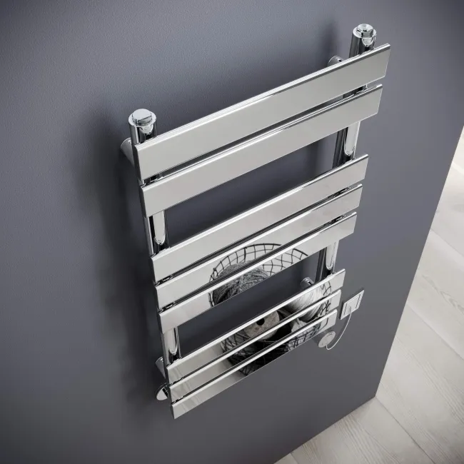 Santorini Electric Chrome Flat Panel Heated Towel Rail 800x450mm