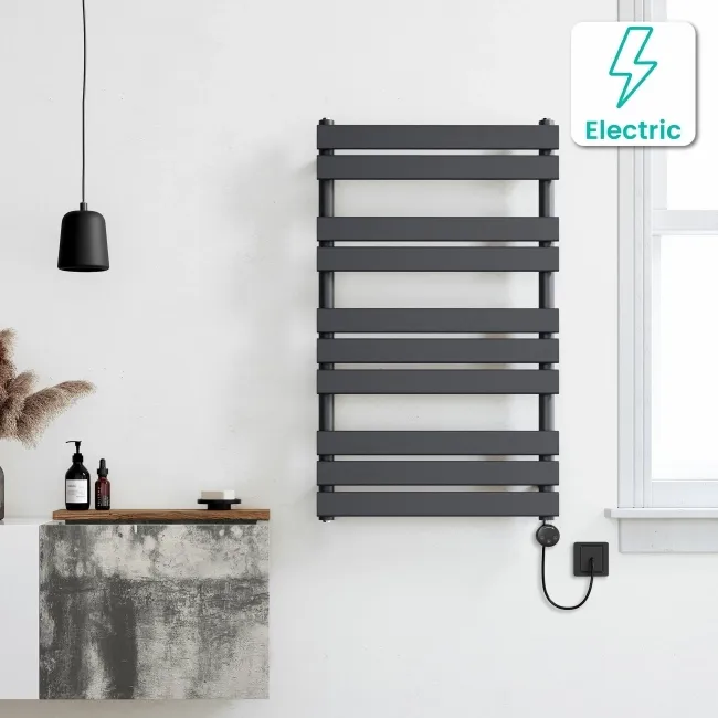 Santorini Electric Anthracite Flat Panel Heated Towel Rail 1000x600mm