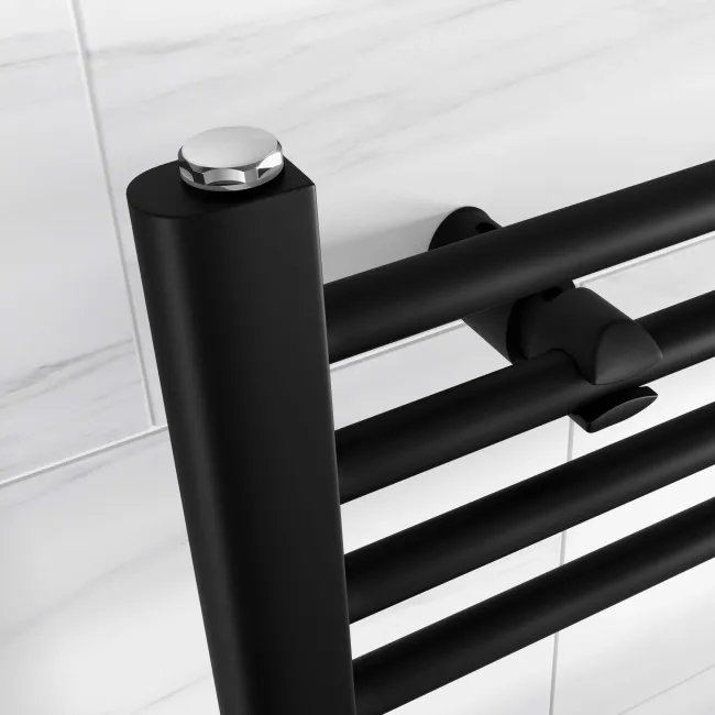 Barcelona Electric Matt Black Straight Heated Towel Rail 1200x400mm
