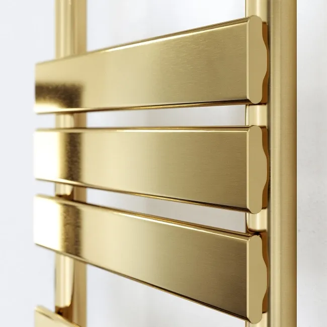 Santorini Electric Brushed Brass Flat Panel Heated Towel Rail 1400x600mm
