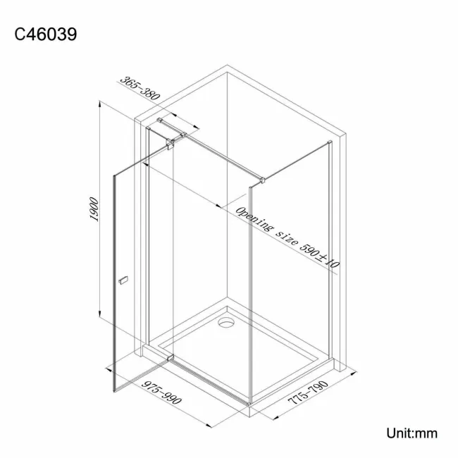 Vienna Easy Clean 8mm Hinged Shower Enclosure 1000x800mm