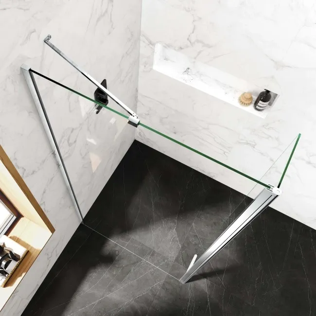 Copenhagen Easy Clean 8mm Wet Room Shower Glass Panel 1000mm & 250mm Pivotal Return Panel