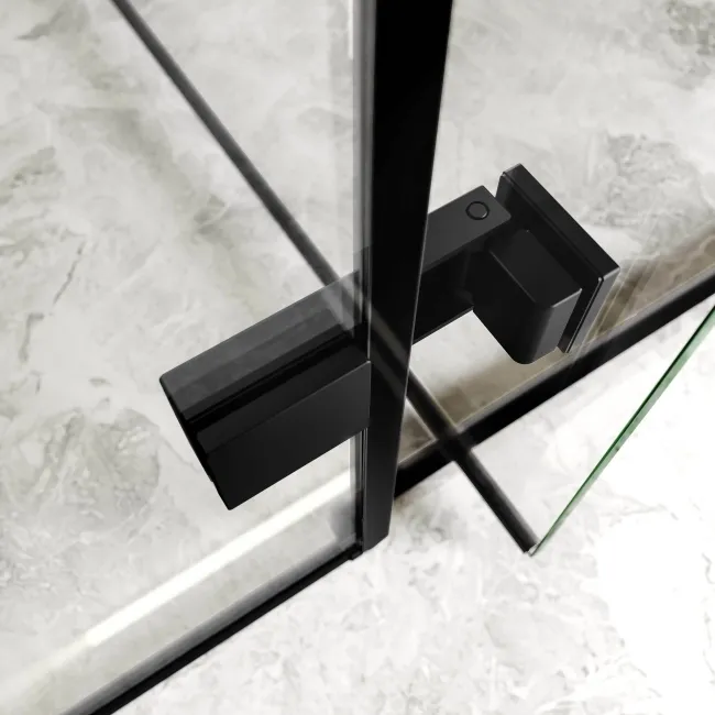 Helsinki Matt Black Premium Easy Clean 8mm Hinged Shower Enclosure 1200x800mm