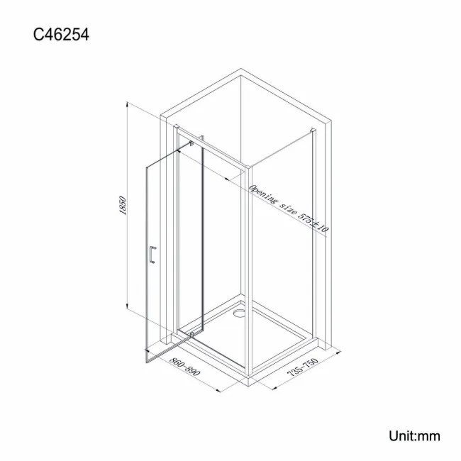 London 6mm Pivot Shower Enclosure 900x760mm