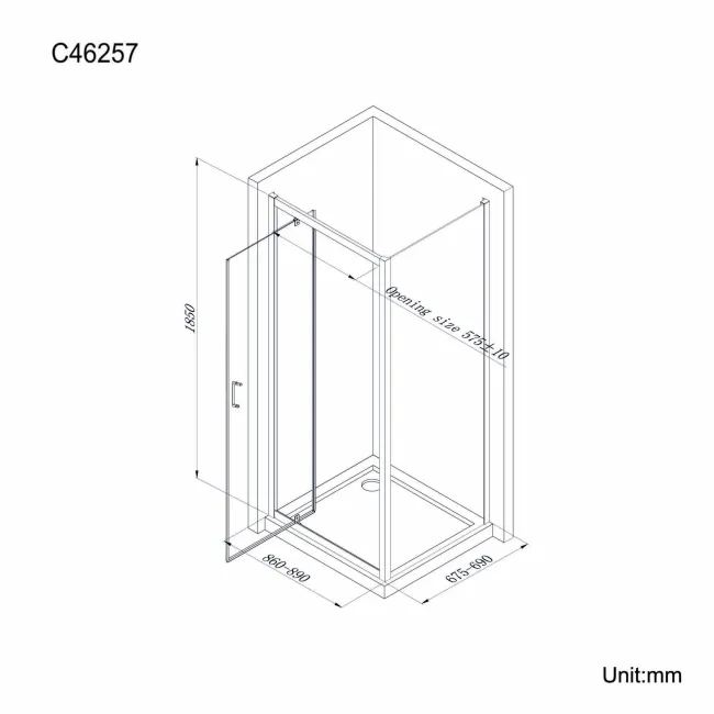London Matt Black 6mm Pivot Shower Enclosure 900x700mm