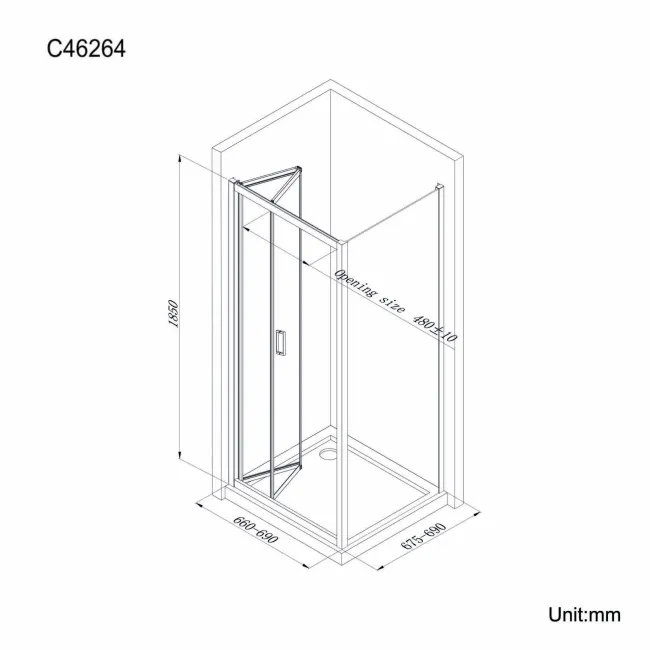 London Matt Black 6mm Bifold Shower Enclosure 700x700mm