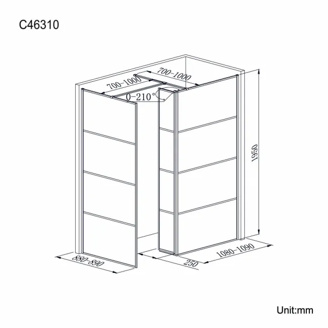 Munich Matt Black Grid 8mm Walk In Shower Enclosure 1100mm & 900mm Glass with Pivotal Return Panel