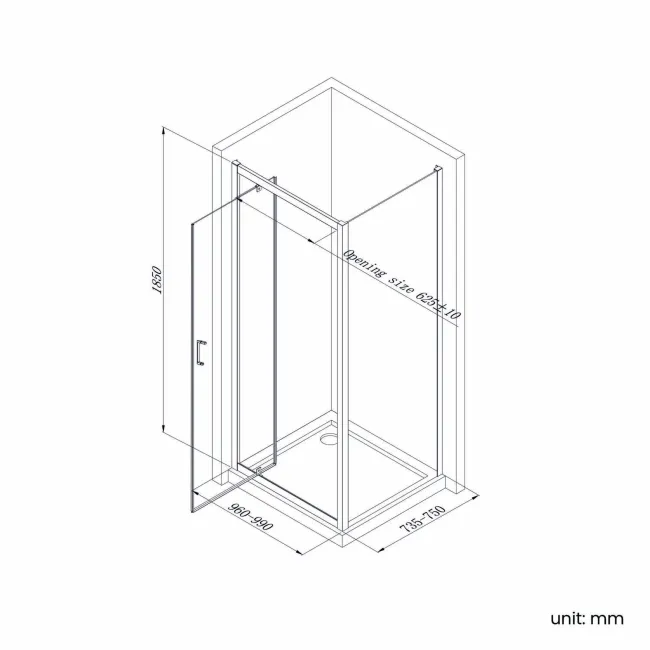 London Brushed Brass 6mm Pivot Shower Enclosure 1000x760mm