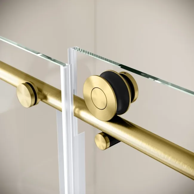Prague Brushed Brass 8mm Sliding Shower Enclosure 1100x700mm