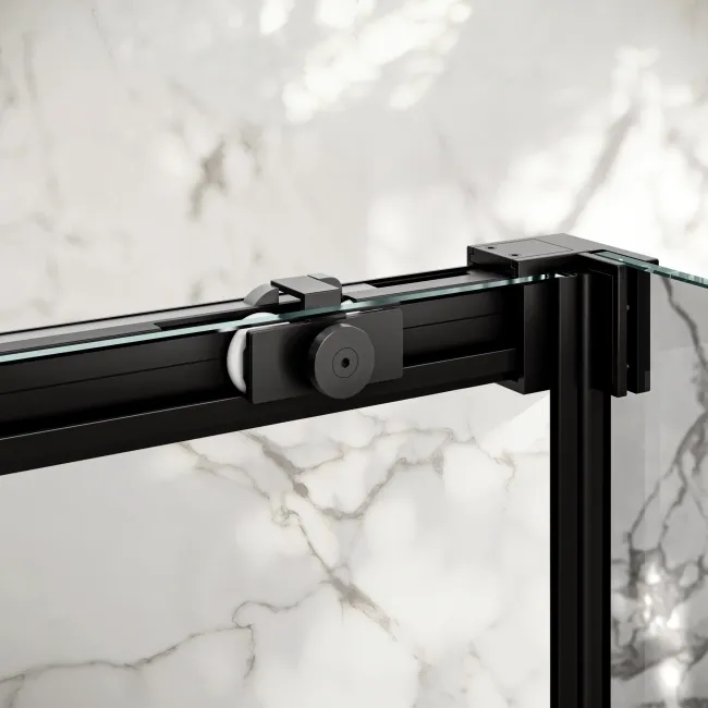 Lisbon Matt Black 8mm Sliding Shower Enclosure 1000x700mm