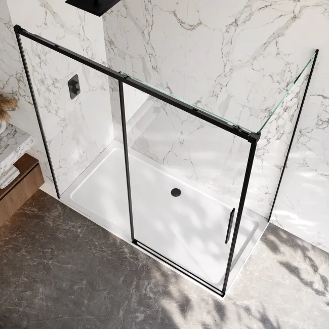Lisbon Matt Black 8mm Sliding Shower Enclosure 1800x900mm