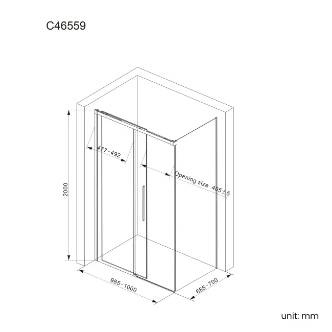 Lisbon Brushed Brass 8mm Sliding Shower Enclosure 1000x700mm