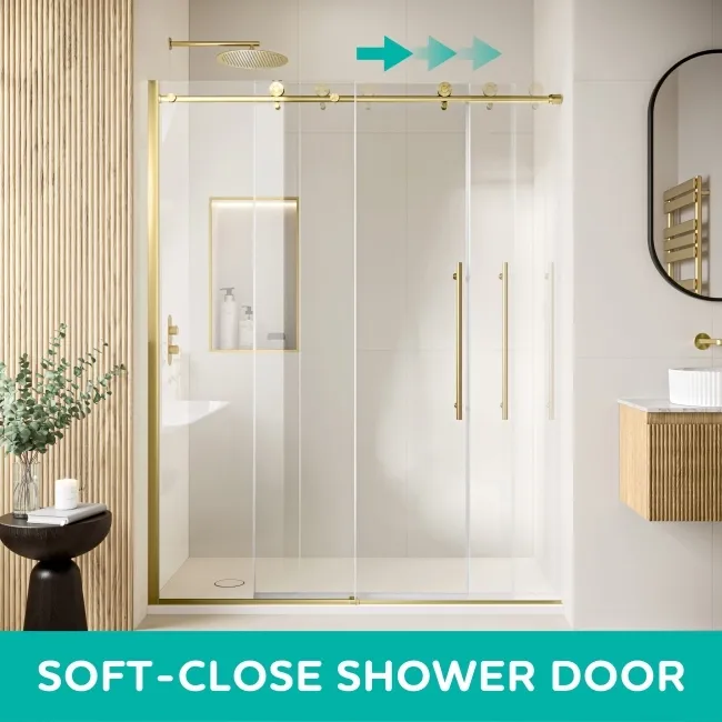 Lisbon Brushed Brass 8mm Sliding Shower Enclosure 1100x800mm