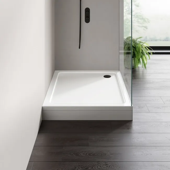 London Rectangular Stone Shower Tray 1100x900mm & Riser Kit