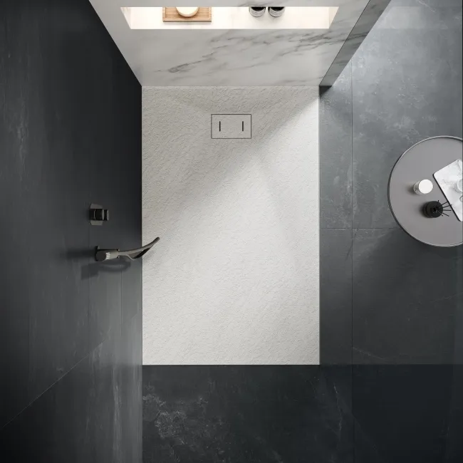 Berlin Rectangular Matt White Slate Effect SMC Composite Shower Tray 1500x800mm