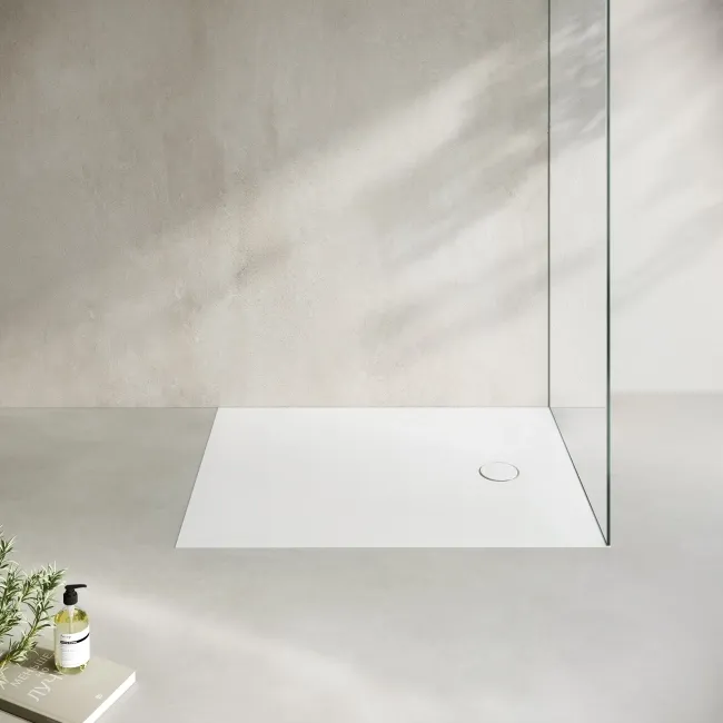 Seoul Low Profile Rectangular Matt White Stone Shower Tray 1200x700mm
