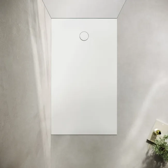 Seoul Low Profile Rectangular Matt White Stone Shower Tray 1600x700mm