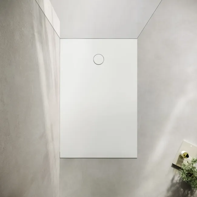 Seoul Low Profile Rectangular Matt White Stone Shower Tray 1400x800mm