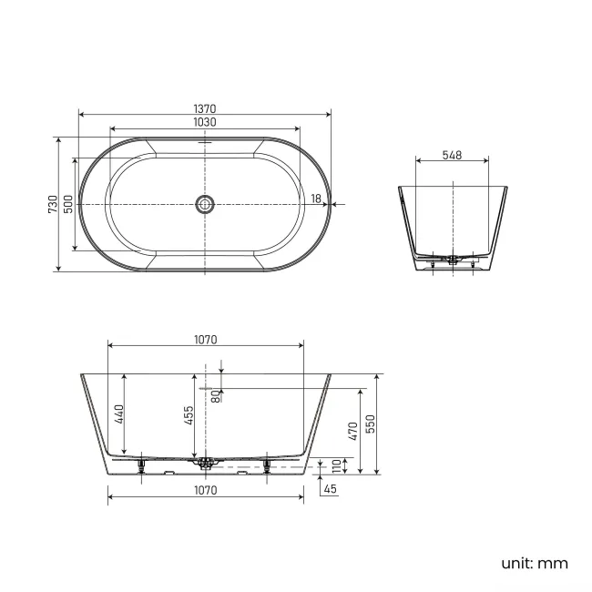 Newham 1370mm Freestanding Bath