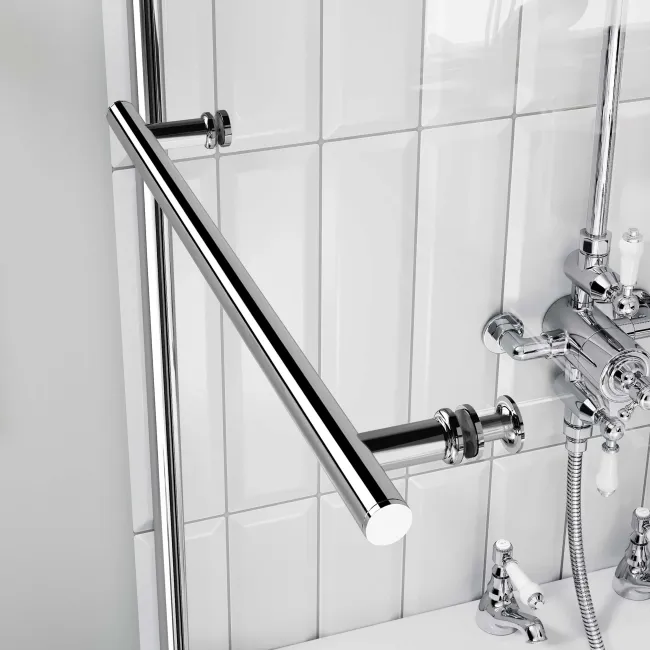 Abingdon 1700mm Roll Top Shower Bath - Chrome Claw Feet & 6mm Easy Clean Screen With Rail