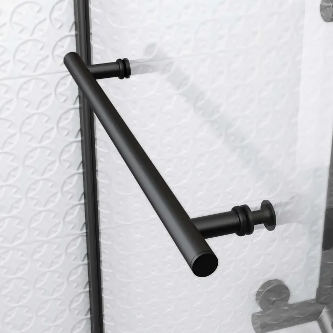 Stafford 1400x700 Shower Bath & 4mm Matt Black Screen with Rail