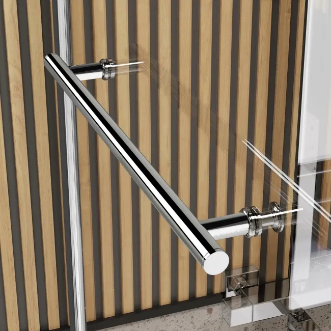 L Shaped 1500 Shower Bath with Front Panel & 6mm Easy Clean Screen with Rail - Left Handed