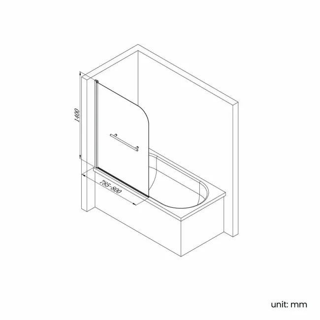 Dover 1700x750 Keyhole Shower Bath & 6mm Easy Clean Screen with Rail