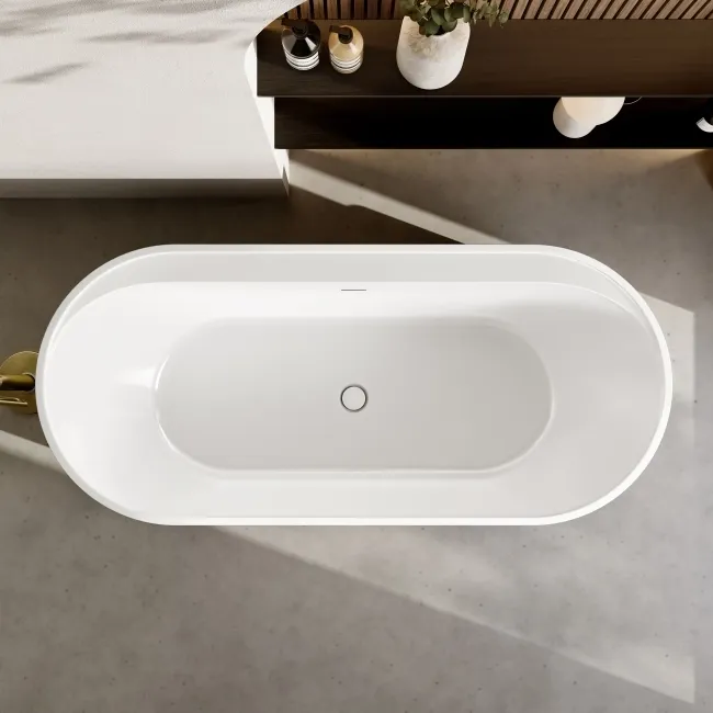 Shore 1700 Gloss White Freestanding Bath - Gold Feet