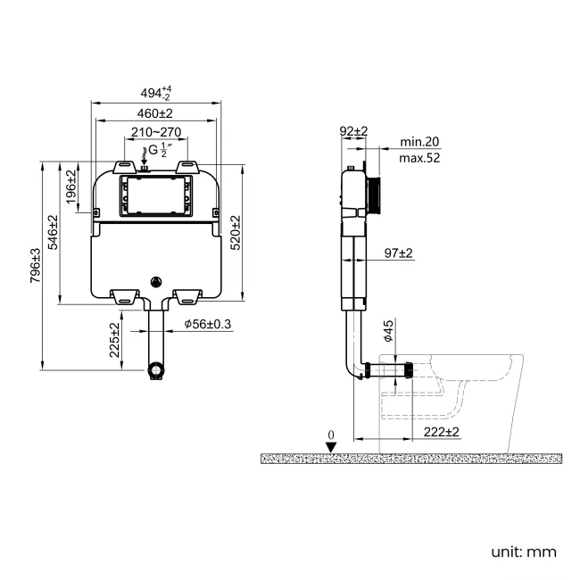 Idaho Pneumatic Concealed Cistern with Chrome Flush Plate - Square Buttons