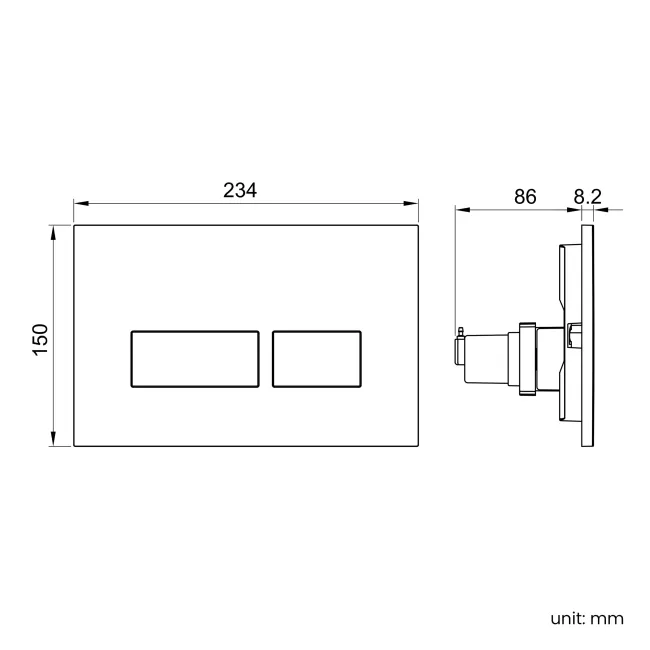 Idaho Pneumatic Concealed Cistern with Matt Black Flush Plate - Square Buttons