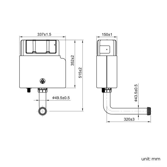 Arizona Pneumatic Concealed Cistern With Matt Black Round Push Button