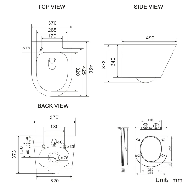 Boston Matt Black Rimless Wall Hung Toilet With Premium Soft Close Seat