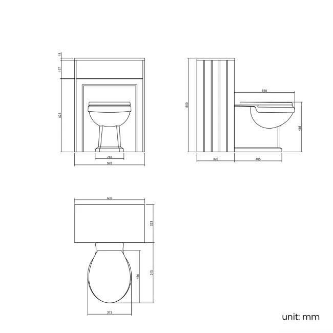 Traditional Dove Grey Back To Wall Unit and Hudson Toilet with Wooden Seat