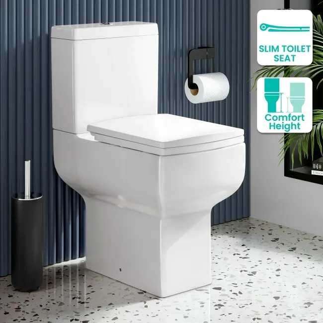 Portland Comfort Height Close Coupled Toilet With Soft Close Slim Seat