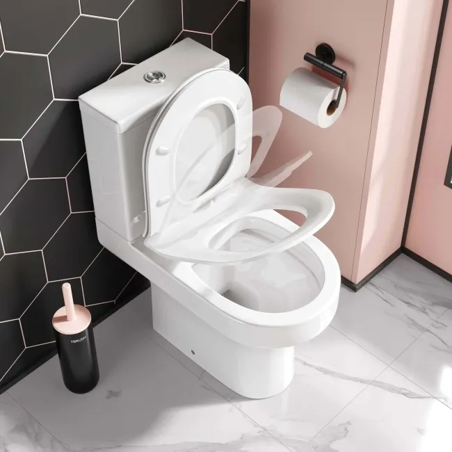 Denver Rimless Close Coupled Toilet With Soft Close Slim Seat