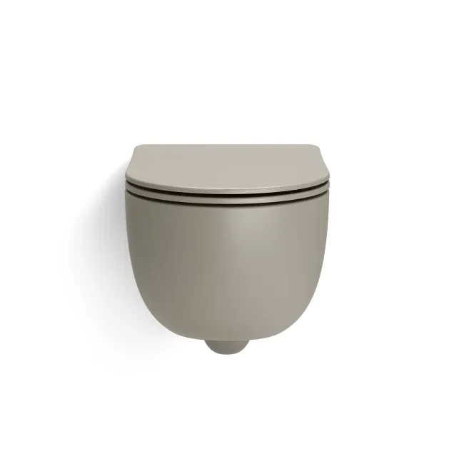 Tulsa Matt Cappuccino Rimless Wall Hung Toilet With Premium Soft Close Slim Seat