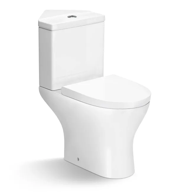 Orlando Rimless Close Coupled Corner Toilet With Soft Close Seat