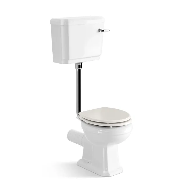 Hudson Traditional Toilet With Low-Level Cistern and Cotton White Wooden Seat