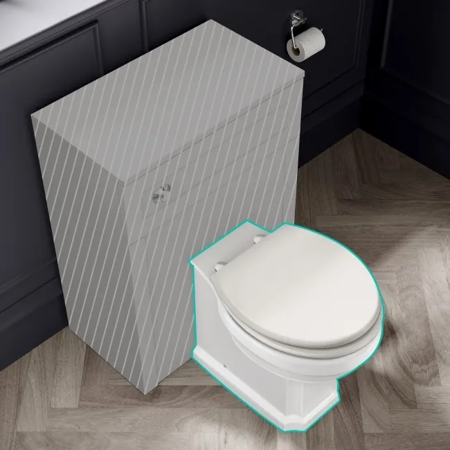 Hudson Traditional Back To Wall Toilet With Cotton White Wooden Seat