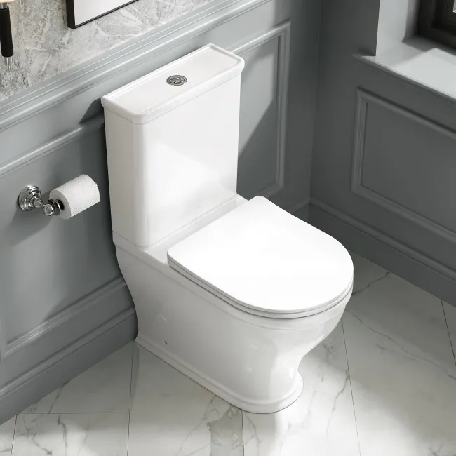 Kansas Traditional Rimless Close Coupled Toilet With Premium Soft Close Slim Seat