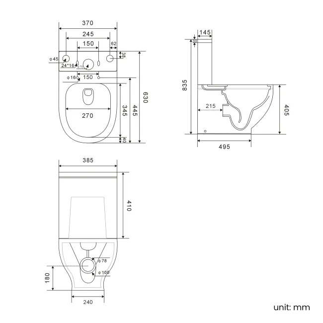 Kansas Traditional Rimless Close Coupled Toilet With Cashmere Pink Wooden Seat
