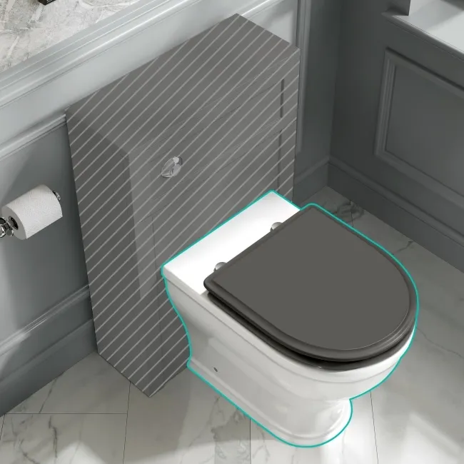 Kansas Traditional Rimless Back To Wall Toilet With Graphite Grey Wooden Seat